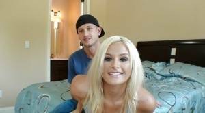 Amateur blonde with tiny boobies Kaycee Brooks is sucking a cock on fangals.org