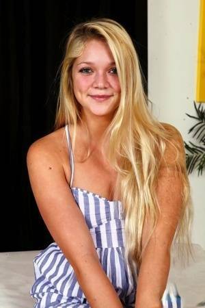 Young blonde Jessie Andrews is all aglow after a fuck and open mouth facial on fangals.org