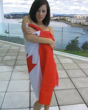 Teen amateur Kate wraps her naked body up in a Canadian flag on fangals.org