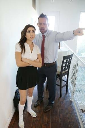 Naughty schoolgirl Melissa Moore spanked hard by her stepdad for misbehaving on fangals.org