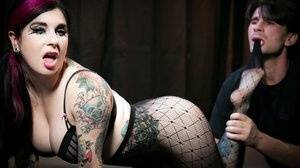 Tattooed slut in ripped pantyhose gives head and enjoys hard anal drilling on fangals.org