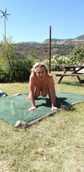 Mature amateur sports a creampie after sex atop a picnic table on fangals.org