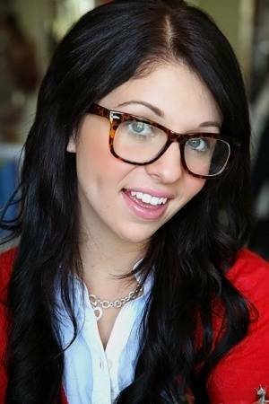 Glasses on round face of cute girl Madelyn Monroe stress her tiny tits on fangals.org