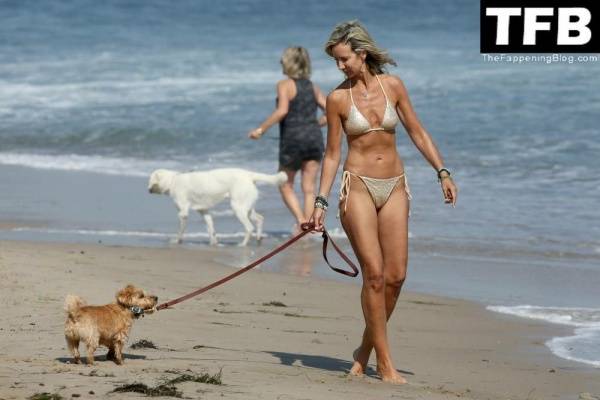 Lady Victoria Hervey Takes Her Norfolk Terrier D 19Artagnan For Beach Stroll in Malibu on fangals.org