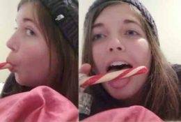 Lisa ASMR Candy Cane Sucking Video! on fangals.org