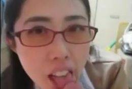 Brunette Asian Student gives Perfect Blowjob on fangals.org