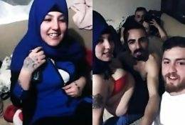 Muslim Hijab woman does slut at party on fangals.org