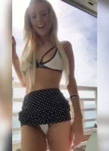 Hot blonde on vacation teasing in bikini on fangals.org