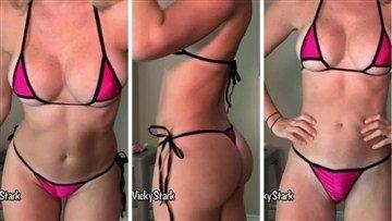 Vicky Stark Youtuber Hot Pink Micro Bikinis Try Video on fangals.org