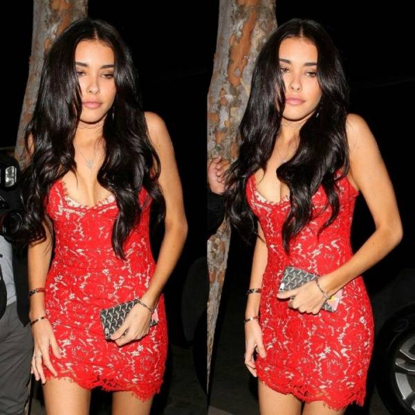 Madison Beer Sexy Red Paparazzi Dress Set Leaked - Usa - Madison on fangals.org