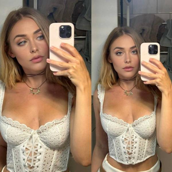 Melina Goransson White Lace Crop Top Selfie Set Leaked on fangals.org